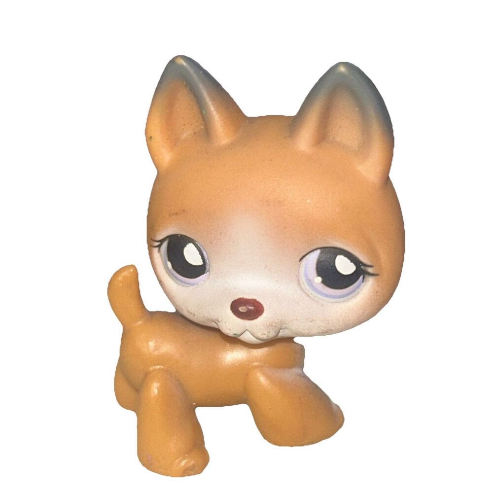 Littlest Pet Shop LPS Brown 112 German Shepherd 2007 Purple Eyes